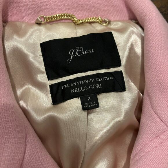 J. Crew Italian Stadium Cloth By Nello Gori Wool Coat Pink Size 2 Preppy Pastel - Picture 5 of 11